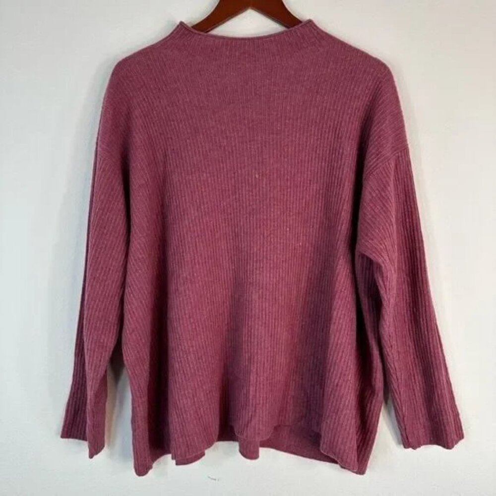 Eileen Fisher Tea Rose Red 100% Cashmere Sweater